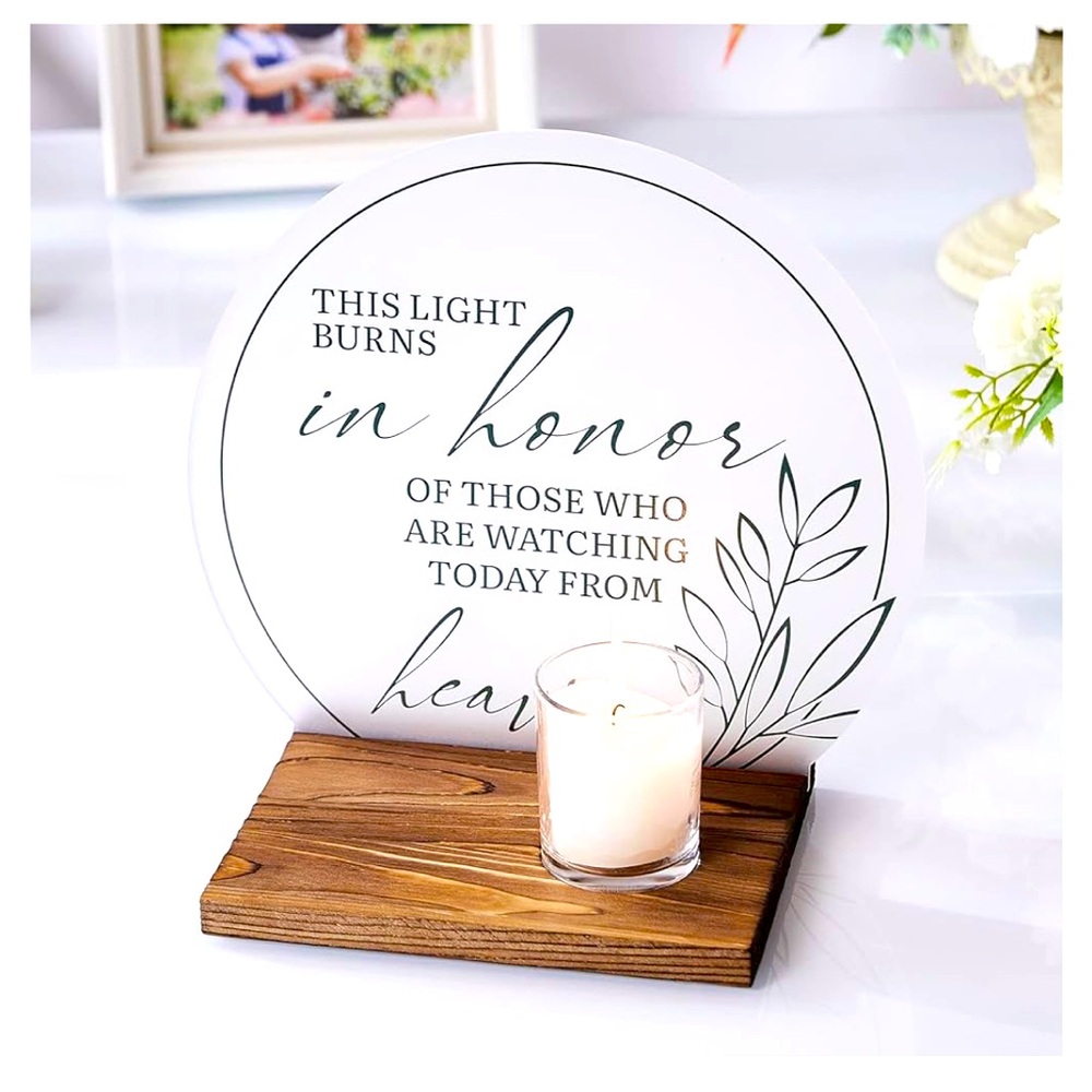 Memorial Candle Holder with White Plaque
